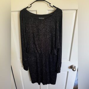 Jessica Howard Black Glitter Long-Sleeve Dress